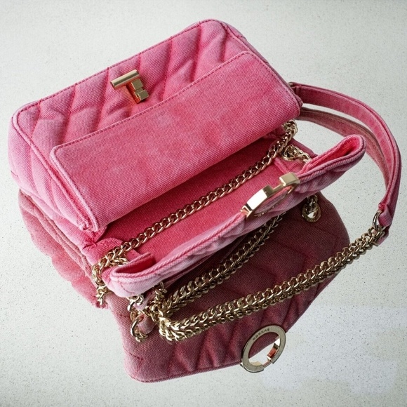 Sandro Yza Quilted Canvas Shoulder Bag Pink - Picture 12 of 13